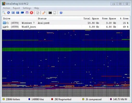 Desfragmentar disco duro con UltraDefrag