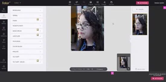 Pixelar un rostro en una imagen con Fotor