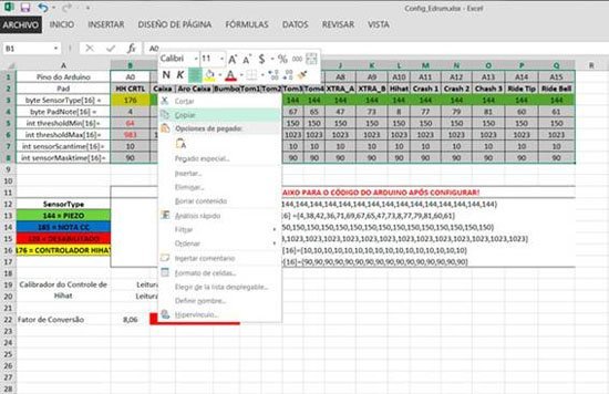 Hoja de calculo caracteristicas