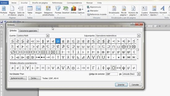 Resultado de imagen para Insertar Símbolo: